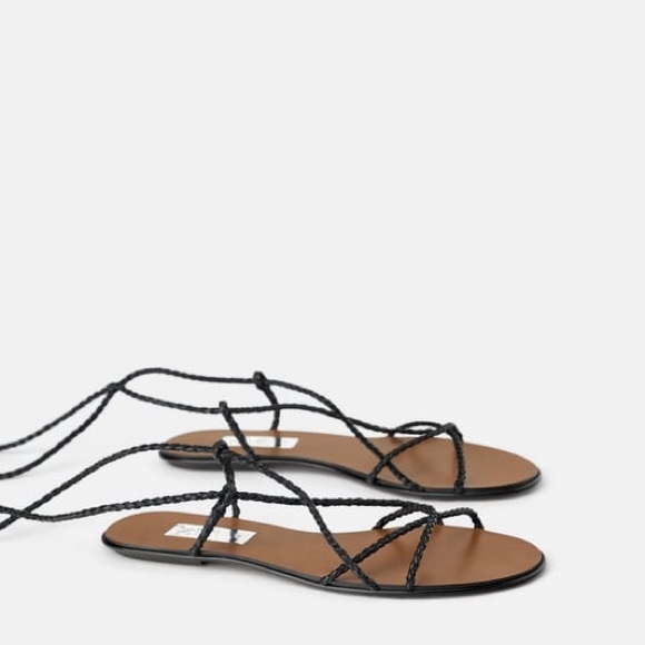 ZARA leather braided strap sandals - Picture 8 of 9